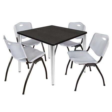 Regency Kahlo Square Table & Chair Sets, 36 W, 36 L, 29 H, Wood, Metal, Plastic Top, Ash Grey TPL3636AGCM47GY